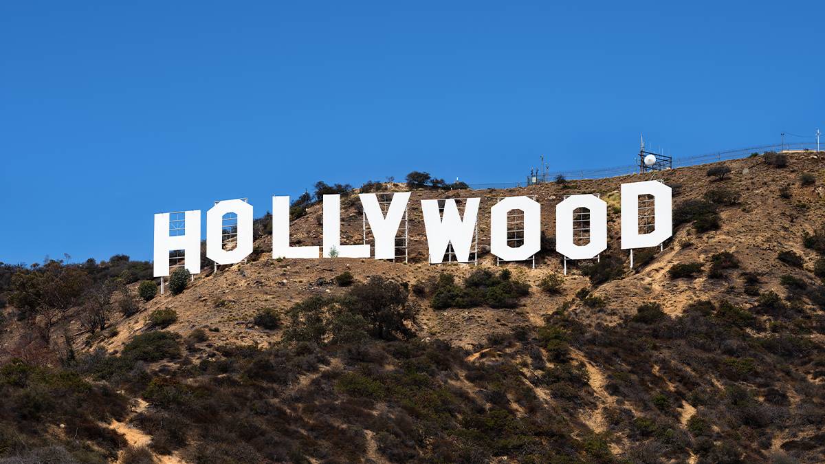 Close up of the Hollywood sign near Los Angeles, California, USA